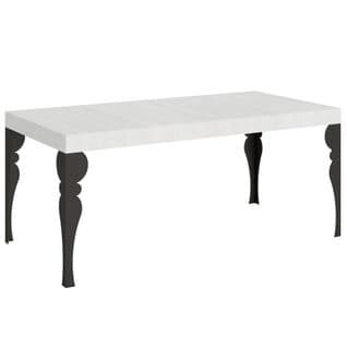 Table Extensible 90x180/284 Cm Paxon Frêne Blanc Cadre Anthracite