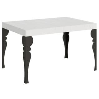 Table Extensible 90x130/390 Cm Paxon Frêne Blanc Cadre Anthracite