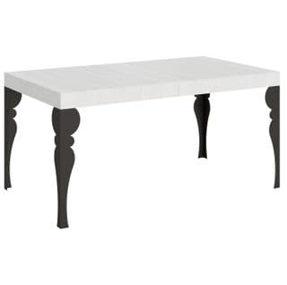 Table Extensible 90x160/420 Cm Paxon Frêne Blanc Cadre Anthracite