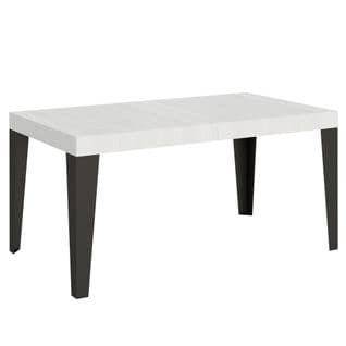 Table Extensible 90x160/264 Cm Flame Frêne Blanc Cadre Anthracite