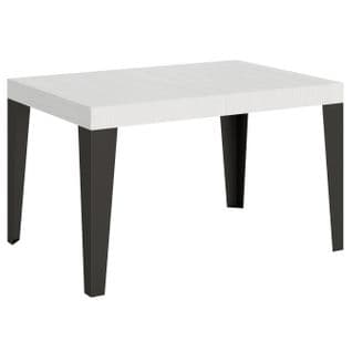 Table Extensible 90x130/390 Cm Flame Frêne Blanc Cadre Anthracite