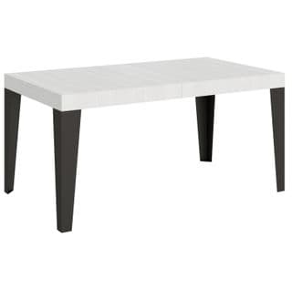 Table Extensible 90x160/420 Cm Flame Frêne Blanc Cadre Anthracite