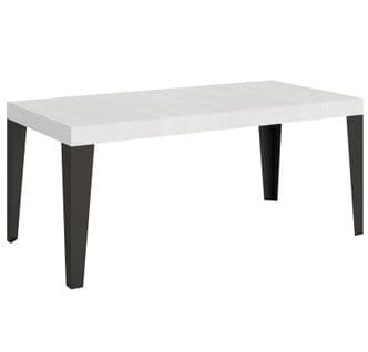 Table Extensible 90x180/440 Cm Flame Frêne Blanc Cadre Anthracite