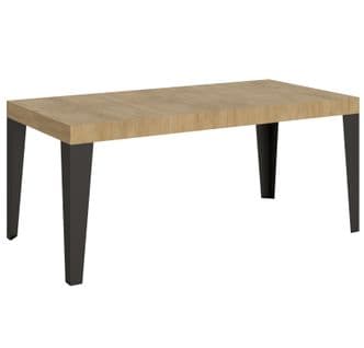 Table Extensible 90x180/440 Cm Flame Chêne Nature Cadre Anthracite