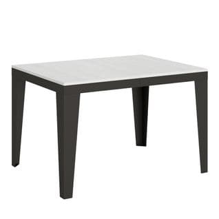 Table Extensible 90x120/224 Cm Flame Evolution Frêne Blanc Cadre Anthracite