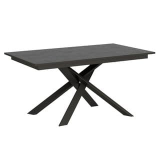 Table Extensible 90x160/220 Cm Ganty Anthracite Spatulé Bande De Chante Anthracite Cadre Anthracite