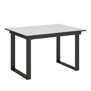 Table Extensible 90x120/180 Cm Bandos Frêne Blanc Cadre Anthracite