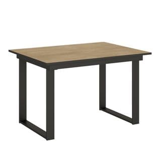 Table Extensible 90x120/180 Cm Bandos Chêne Nature Cadre Anthracite