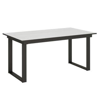 Table Extensible 90x160/220 Cm Bandos Frêne Blanc Cadre Anthracite