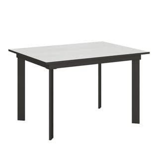 Table Extensible 90x120/180 Cm Cumar Frêne Blanc Cadre Anthracite