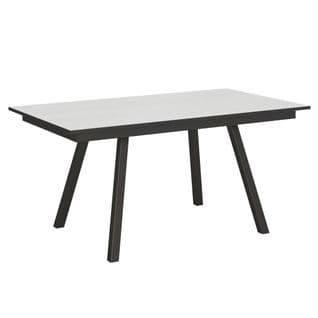 Table Extensible 90x160/220 Cm Mirhi Frêne Blanc Cadre Anthracite