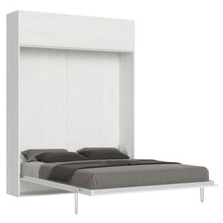 Armoire Lit Escamotable Vertical 160 Kentaro Avec Èlèment Haut Frêne Blanc