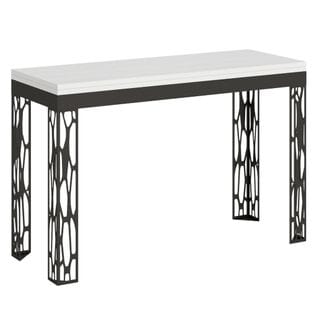 Table Extensible 120/200x45/90 Cm Ghibli Double Frêne Blanc Cadre Anthracite