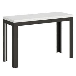 Table Extensible Portefeuille 120x45/90 Cm Linea Double Frêne Blanc Cadre Anthracite