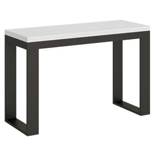 Table Extensible 120/200x45/90 Cm Tecno Double Frêne Blanc Cadre Anthracite