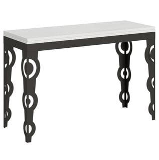 Table Extensible 120x45/90 Cm Karamay Double Frêne Blanc Cadre Anthracite