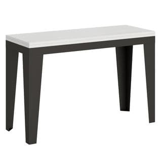 Table Extensible Portefeuille 120x45/90 Cm Flame Double Frêne Blanc Cadre Anthracite
