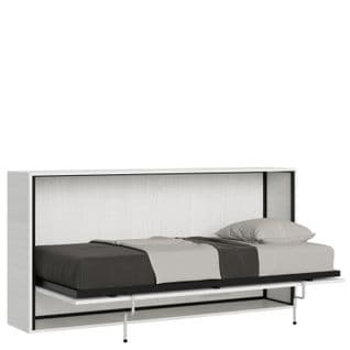 Lit Escamotable Horizontal 1 Couchage 85 Kando Avec Matelas Frêne Blanc