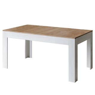 Table Extensible 90x160/220 Cm Bibi Mix Dessus Chêne Nature Cadre Frêne Blanc