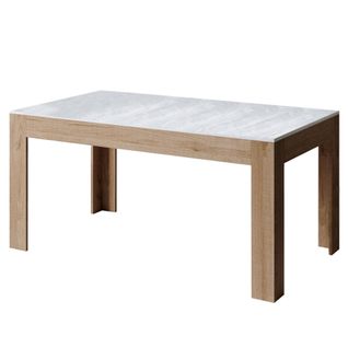 Table Extensible 90x160/220 Cm Bibi Mix Dessus Frêne Blanc Cadre Chêne Nature