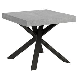 Table Extensible 90x90/194 Cm Clerk Dessus Ciment Pieds Anthracite