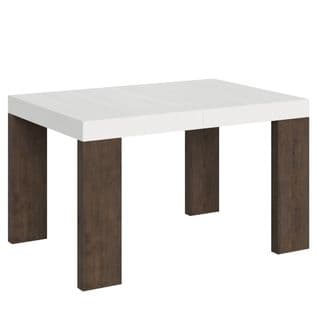 Table Extensible 90x130/234 Cm Roxell Mix Dessus Frêne Blanc Pieds Noyer