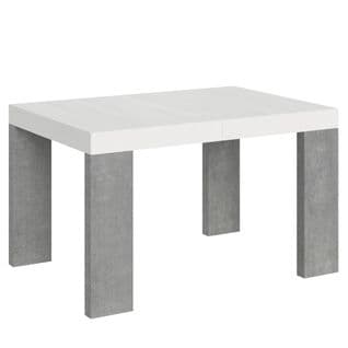 Table Extensible 90x130/234 Cm Roxell Mix Dessus Frêne Blanc Pieds Ciment