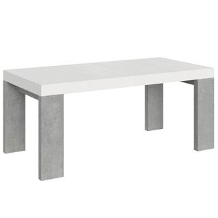 Table Extensible 90x180/284 Cm Roxell Mix Dessus Frêne Blanc Pieds Ciment