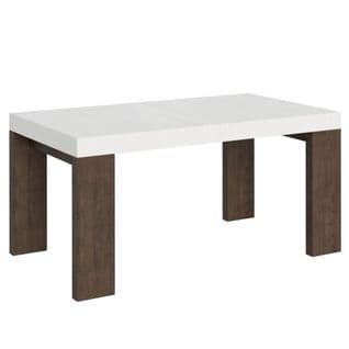Table Extensible 90x160/420 Cm Roxell Mix Dessus Frêne Blanc Pieds Noyer