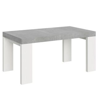 Table Extensible 90x160/420 Cm Roxell Mix Dessus Ciment Pieds Frêne Blanc