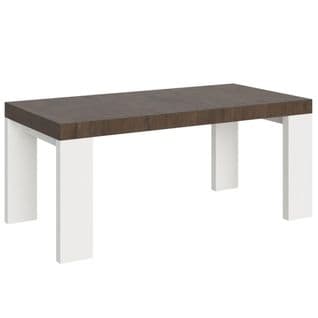 Table Extensible 90x180/440 Cm Roxell Mix Dessus Noyer Pieds Frêne Blanc