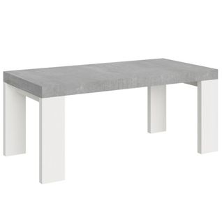 Table Extensible 90x180/440 Cm Roxell Mix Dessus Ciment Pieds Frêne Blanc