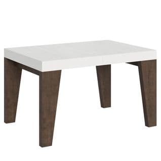 Table Extensible 90x130/390 Cm Naxy Mix Dessus Frêne Blanc Pieds Noyer