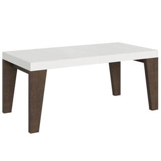 Table Extensible 90x180/440 Cm Naxy Mix Dessus Frêne Blanc Pieds Noyer