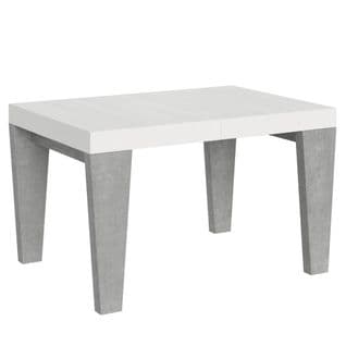 Table Extensible 90x130/390 Cm Spimbo Mix Dessus Frêne Blanc Pieds Ciment