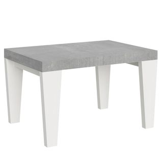 Table Extensible 90x130/390 Cm Spimbo Mix Dessus Ciment Pieds Frêne Blanc