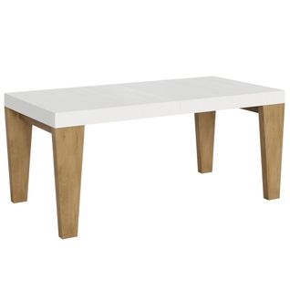 Table Extensible 90x180/440 Cm Spimbo Mix Dessus Frêne Blanc Pieds Chêne Nature