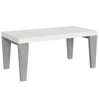 Table Extensible 90x180/440 Cm Spimbo Mix Dessus Frêne Blanc Pieds Ciment