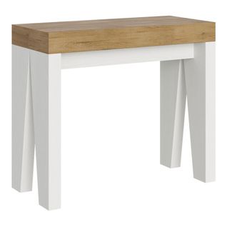 Console Extensible 90x40/300 Cm Naxy Mix Dessus Chêne Nature  - Structure Frêne Blanc