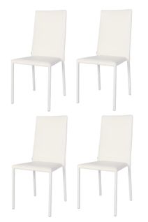 Set 2 Chaises Empilables Julia, Structure En Acier, Assise Et Dossier Revêtus En Simili Cuir Blanc