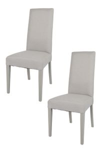 Set 2 Chaises Glam, Structure En Hêtre Couleur Gris Perle, Assise Et Dossier Revêtus En Tissu