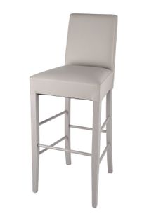 Tabouret Luisa Gris Clair, Bois De Hêtre, Cuir Artificiel Gris Clair