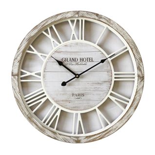 Horloge Salon Horloge Murale Shabby Vintage Bois Blanc 50x50x4,5