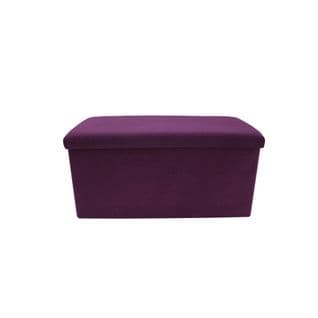 Pouf Repose-pieds Rangement Violet Coton 38x76x38