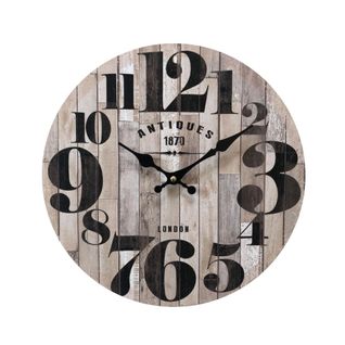 Horloge Murale Mdf Noir Brun Cuisine Salon 33,8x33,8x4