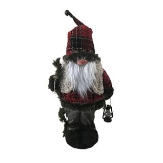 Père Noël Gnome Rouge Gris Polyester Plastique 53x23x13