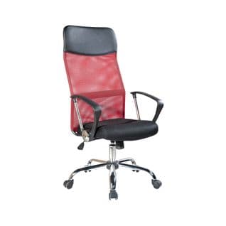 Fauteuil Bureau Chaise Rouge Noir Avec Roues 113/123x57,5x58,5