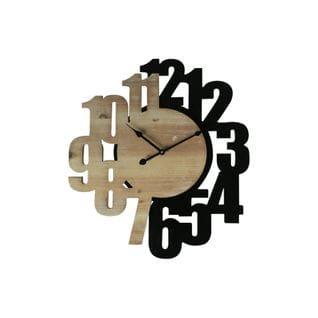 Horloge Murales Sculpté Mdf Marron Noir 56,5x4,5x50