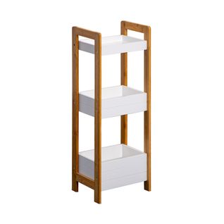 Étagère En Échelle Meuble De Salle De Bain 3 Étagères Mdf Bambu Blanc