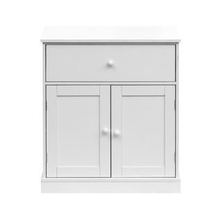 Armoire Meuble De Salle De Bains Avec Tiroir 2 Portes En Bois Blanc